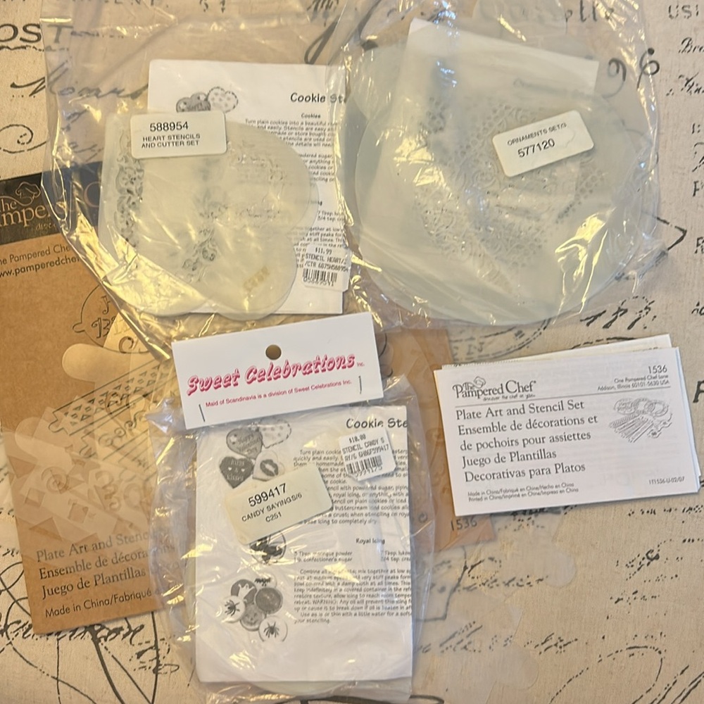 The Pampered Chef Plate Art and Stencil Set #1536, + Extra Stencils Bundle! - Picture 6 of 16